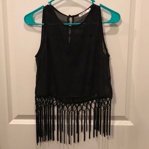 Black fringe boutique top